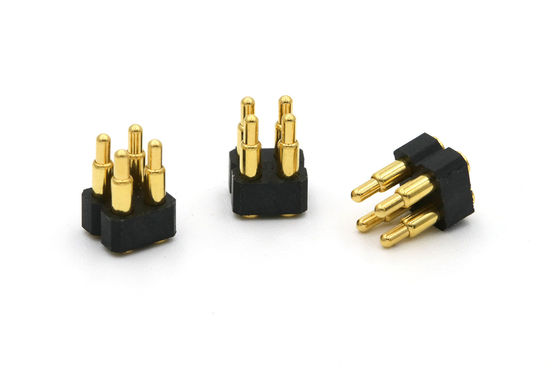 Brass Pogo Pin Connector 4Pin Spring Loaded Connectors Double Row