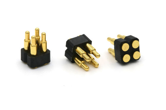 Brass Pogo Pin Connector 4Pin Spring Loaded Connectors Double Row