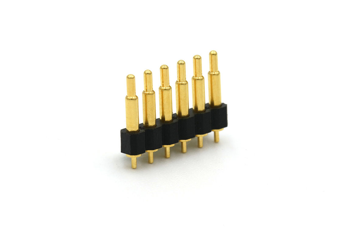 12V Pogo Pin Connector Spring Loaded 6 Pin Pogo Connector Single Row