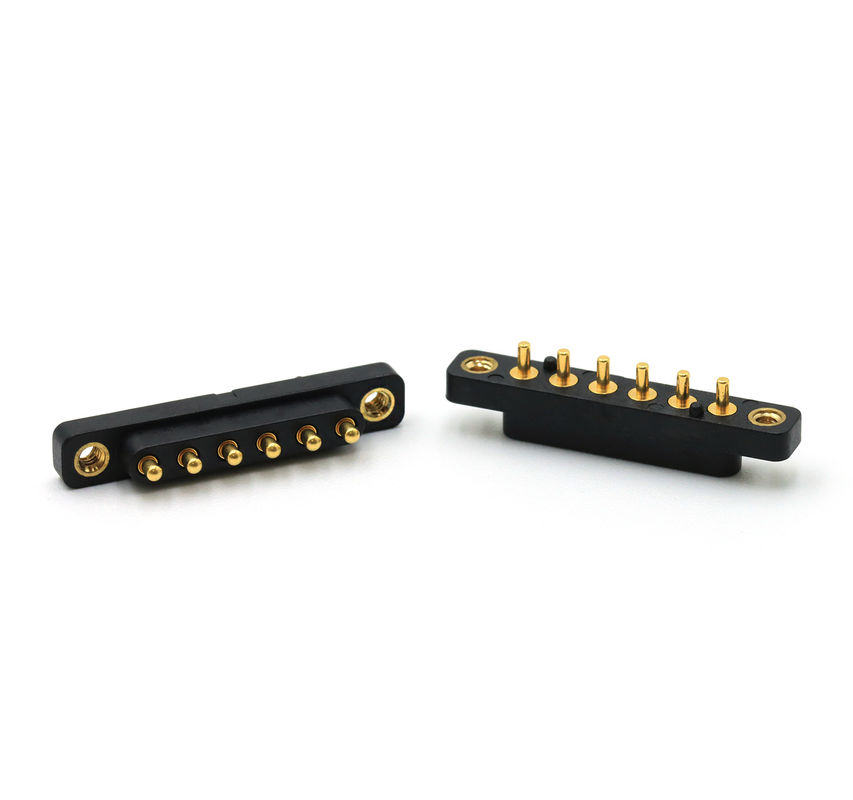 Customized Spring Loaded Connector Gold Plating 6 Pin Pogo Connector Male And Female